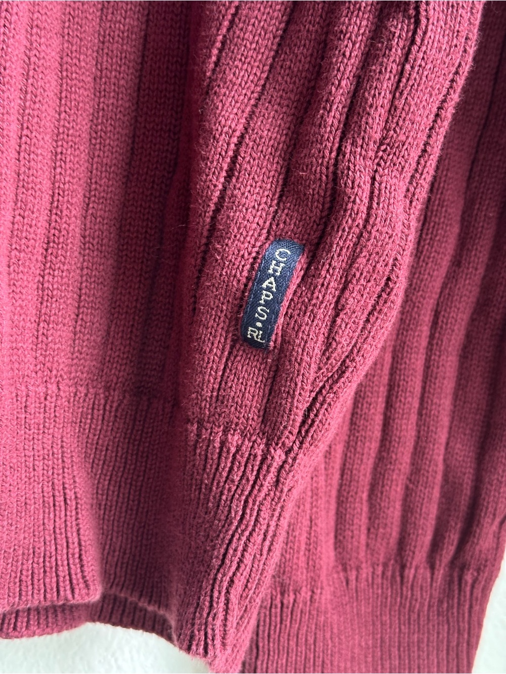 100% Cotton Chaps Ralph Lauren Ribbed Crewneck Sweater - Picture 3 of 4